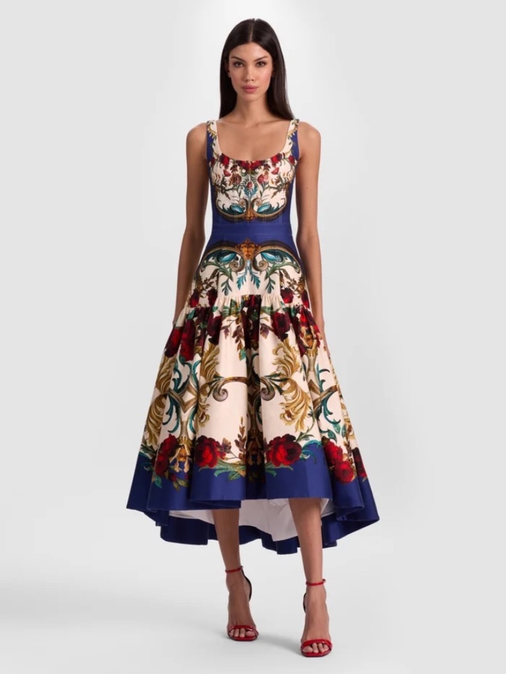 Alice + Olivia Diana Gilded Rose Structured Midi Dress size 4
